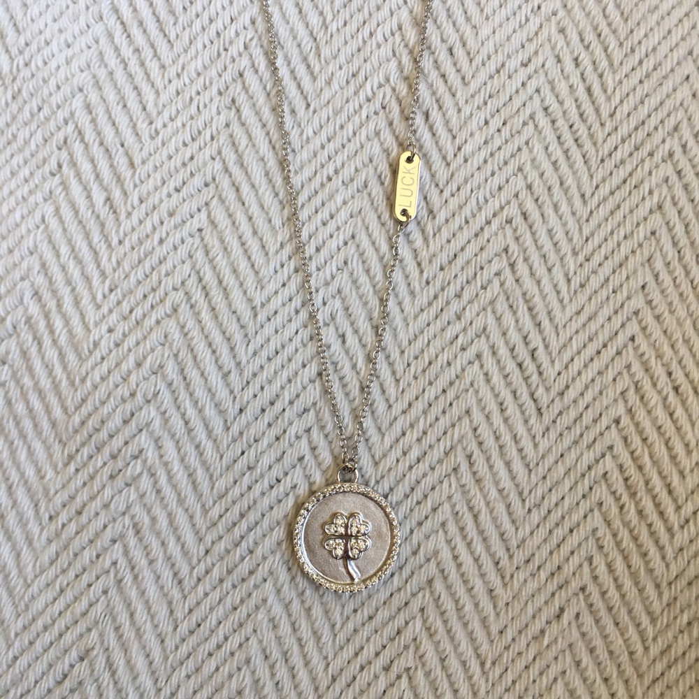 Platinum Plated Silver Four-Leaf Clover Necklace